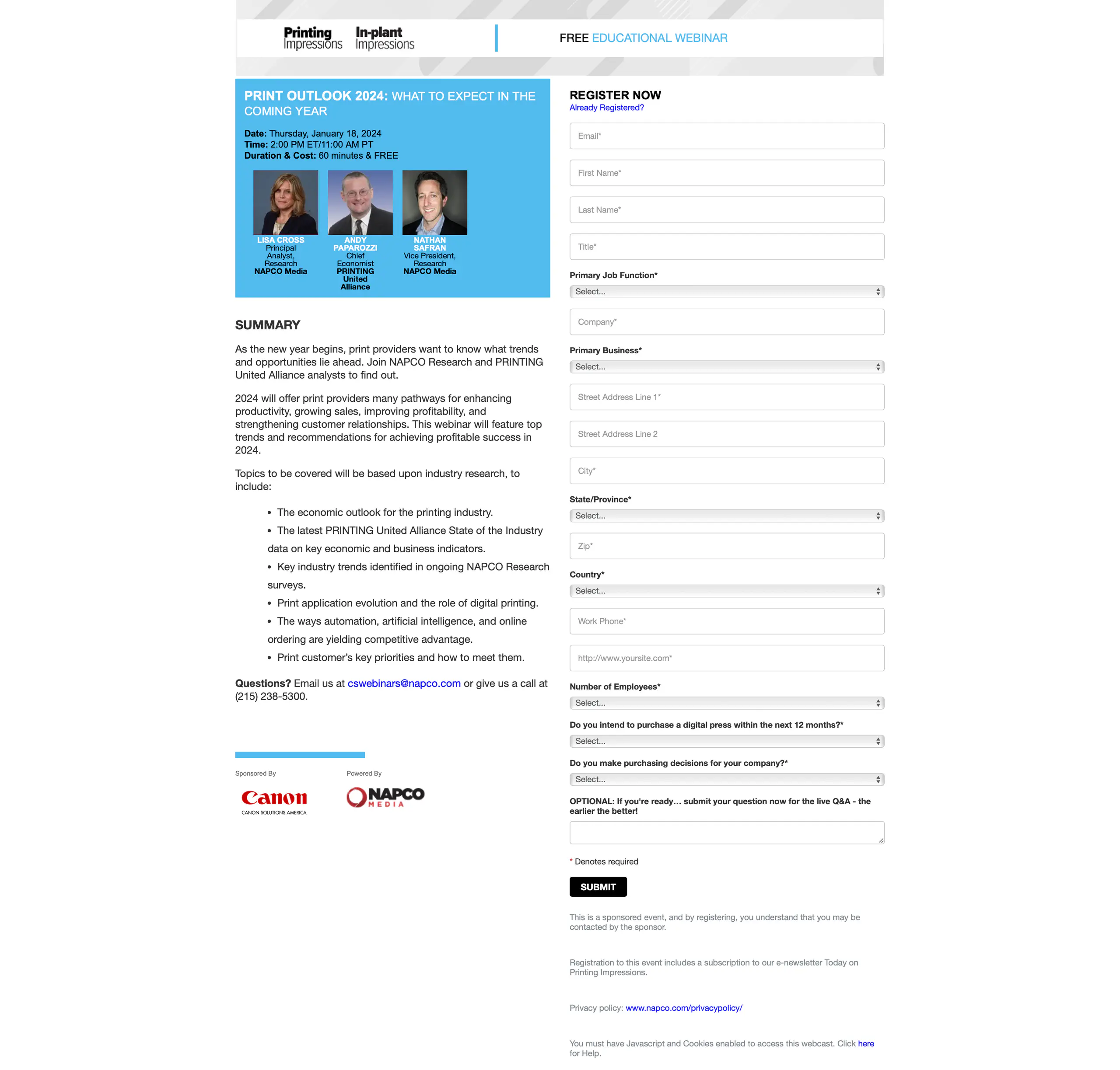 Do not use a lengthy form for your webinar forms
