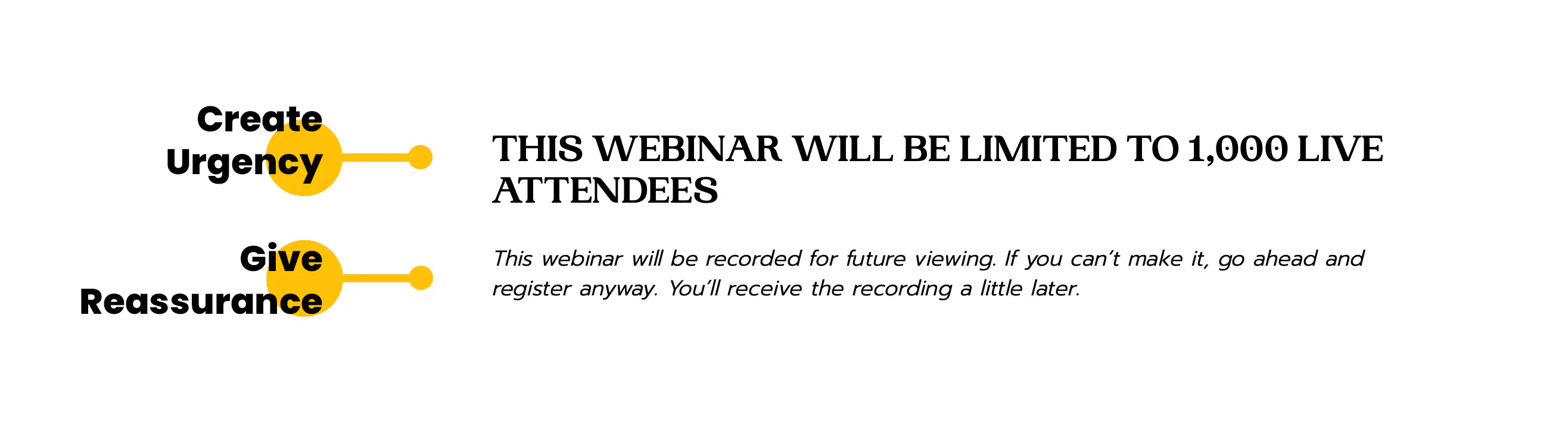 Create a sense of urgency and give reassurance to persuade registrants