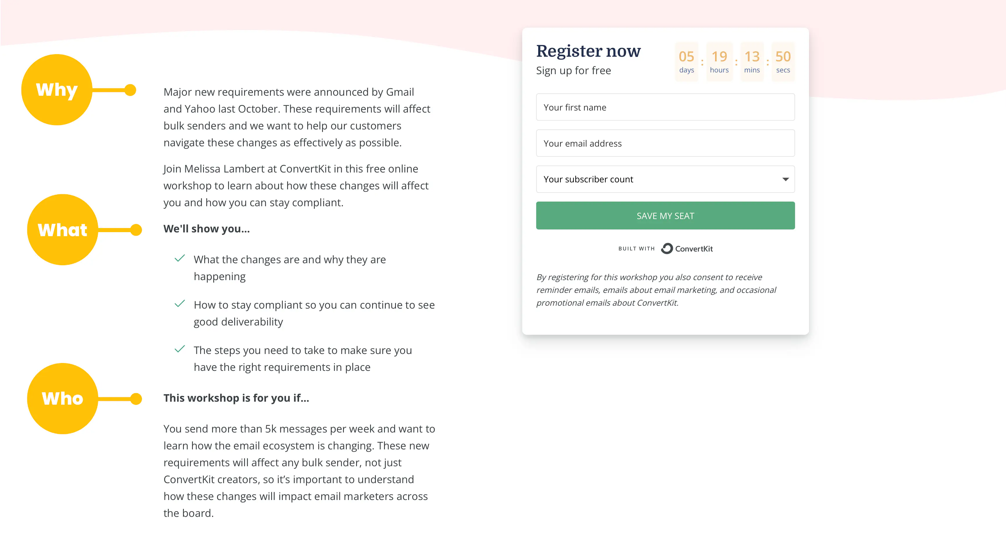 Webinar Landing Page Example - Show Why, What and Who