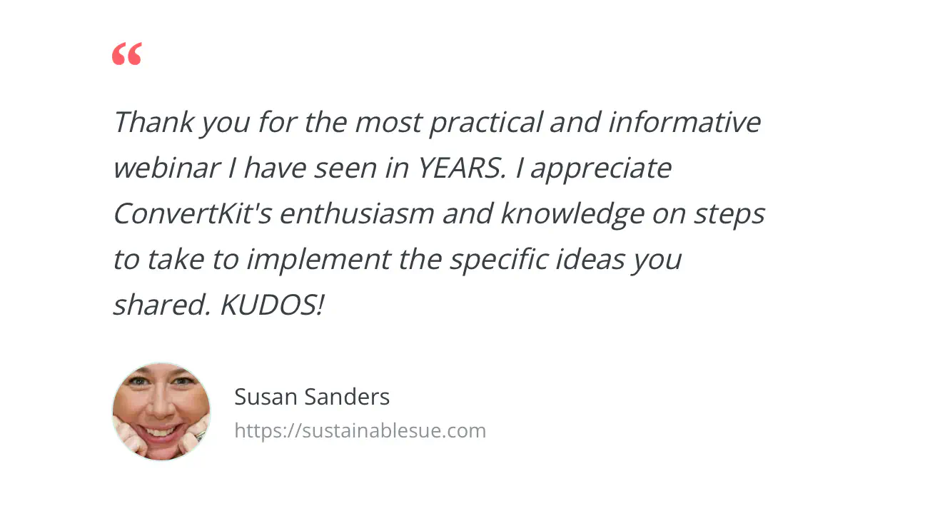 Webinar Attendee Testimonial Example